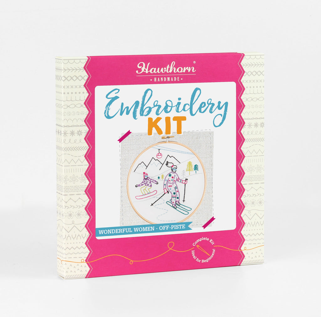 Off-Piste - Skiing and Snowboarding Embroidery Kit for Beginners
