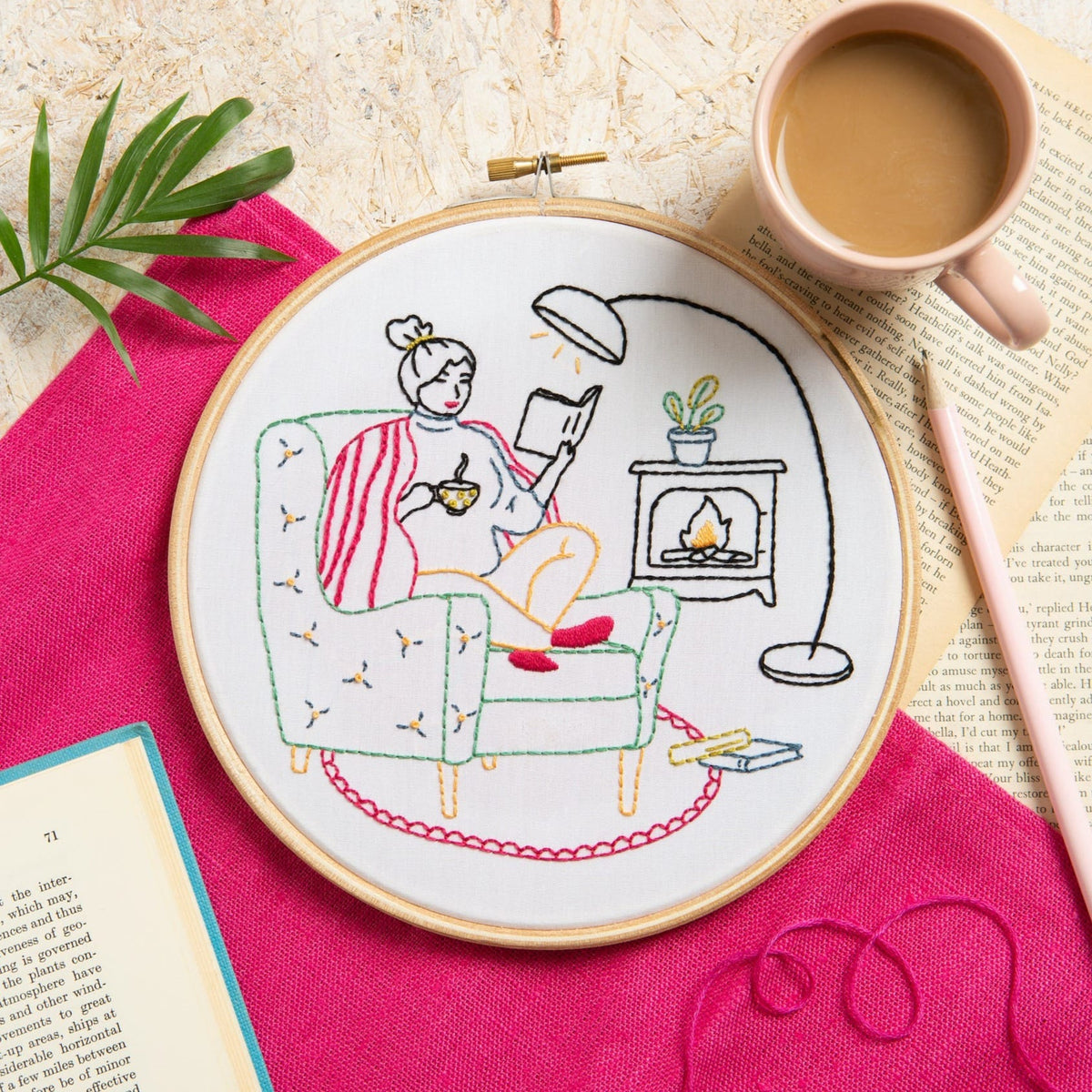 Unwind - Booklover Embroidery Kit for Beginners