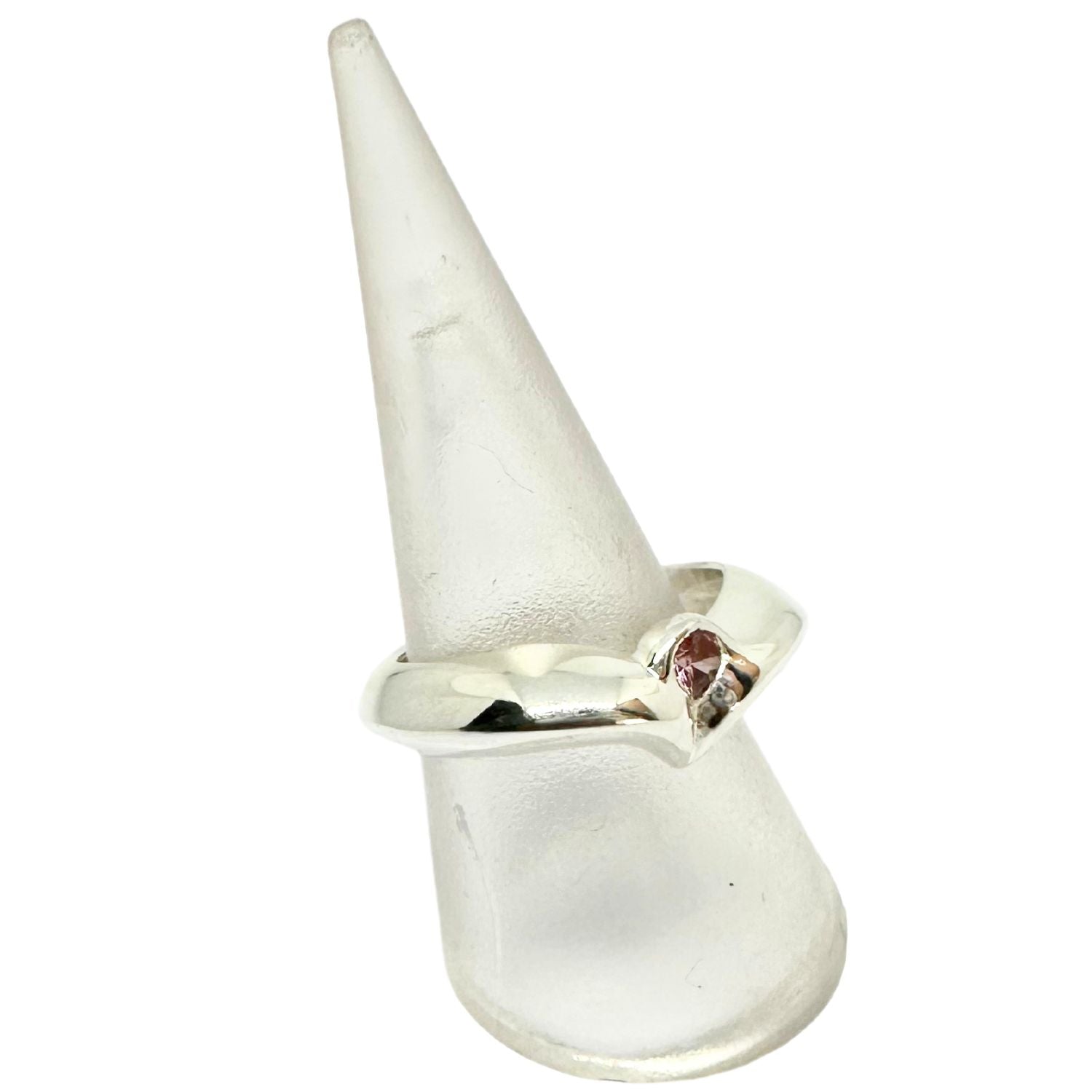 Heart-Shaped Band Ring – Sterling Silver 925 with Pink Cubic Zirconia