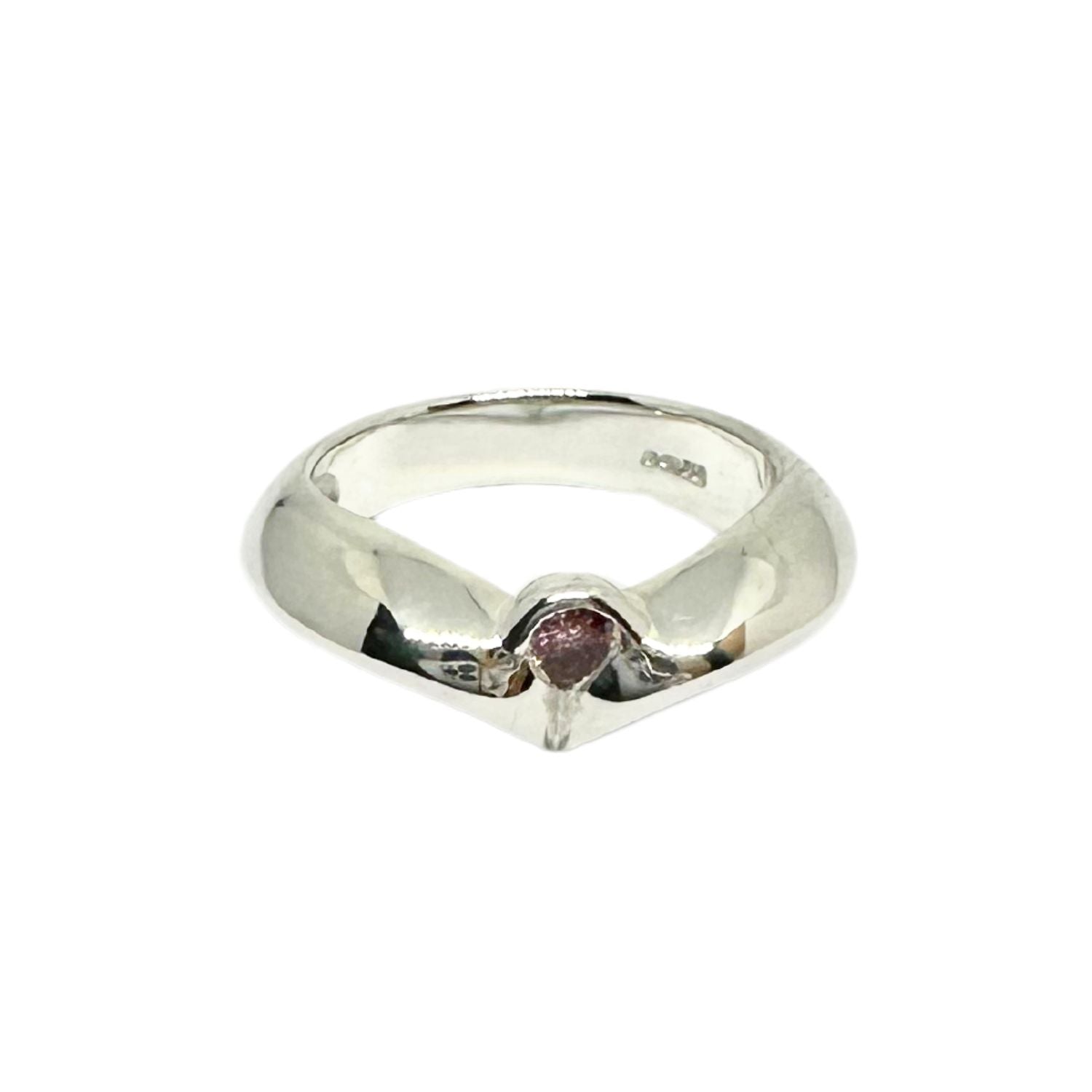 Heart-Shaped Band Ring – Sterling Silver 925 with Pink Cubic Zirconia