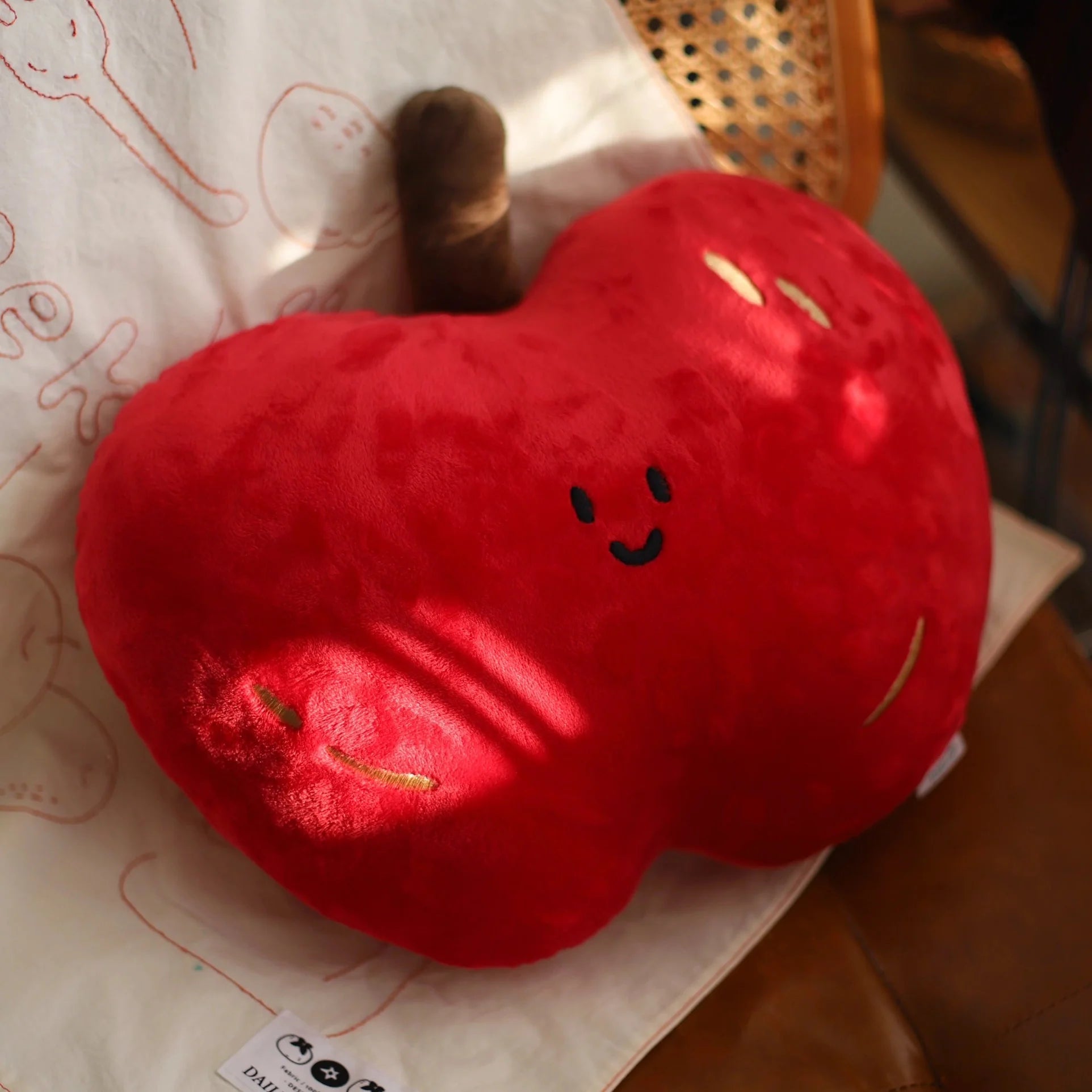 Daily White | Heart Apple Plush Pillow
