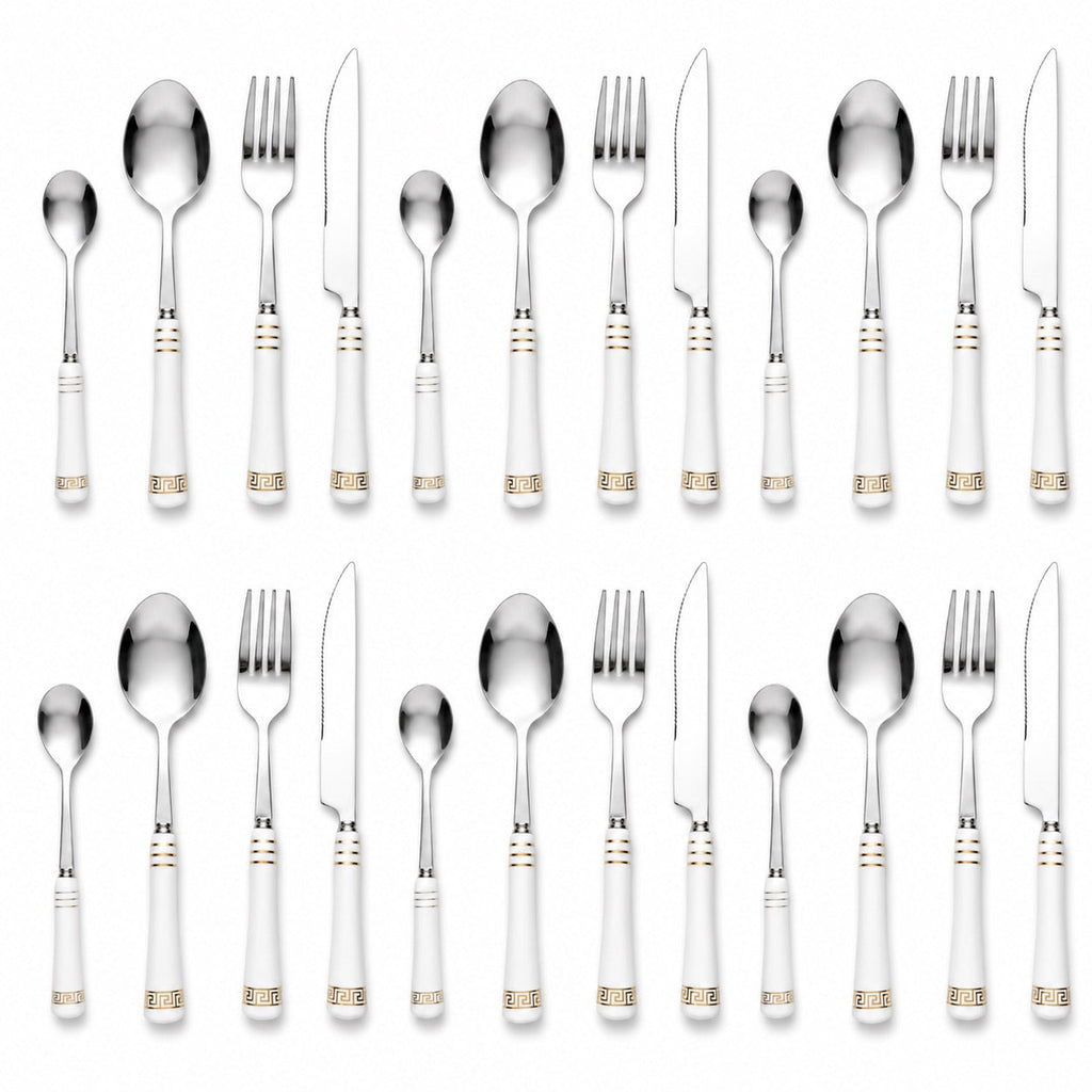 Heritage Gold 24-Piece Cutlery Set – White