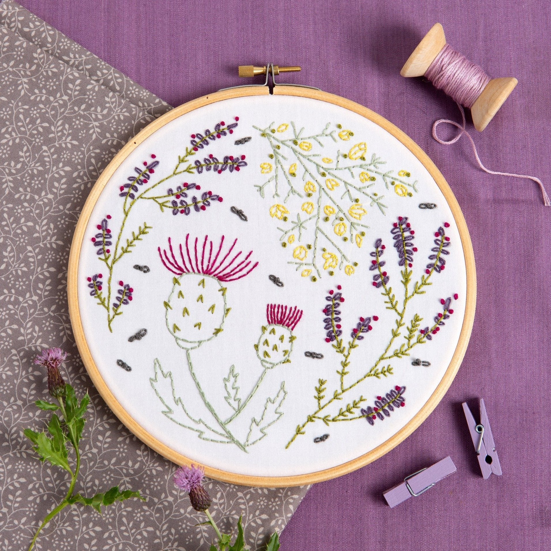 Highland Heathers Embroidery Kit for Beginners