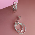 Hoop Cluster Rings Sterling Silver Stud Earrings