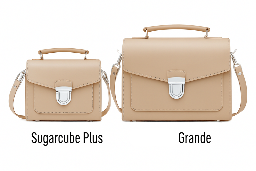 Handmade Leather Sugarcube Handbag - Iced Coffee