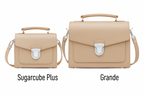 Handmade Leather Sugarcube Handbag - Iced Coffee