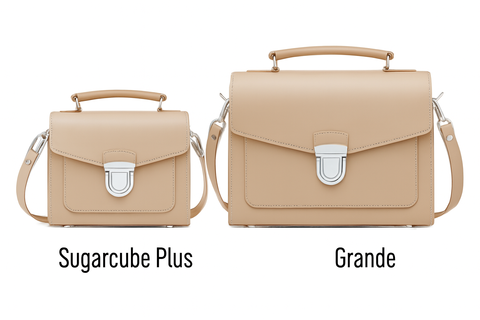 Handmade Leather Sugarcube Handbag - Iced Coffee