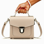 Handmade Leather Sugarcube Handbag - Iced Coffee