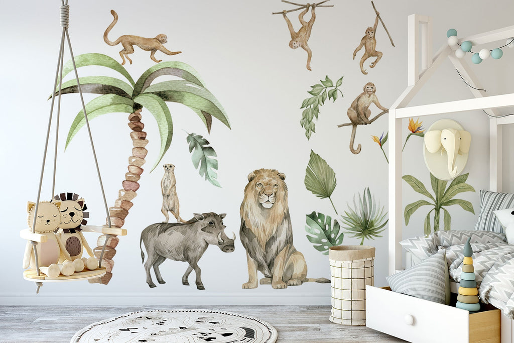 Jungle Animal Wall Stickers: Repositionable Nursery Decals for Your Little One's Room