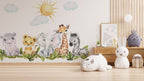 Baby Safari Animals Watercolor Wall Decal | Nursery Mural | Lion Elephant Sticker