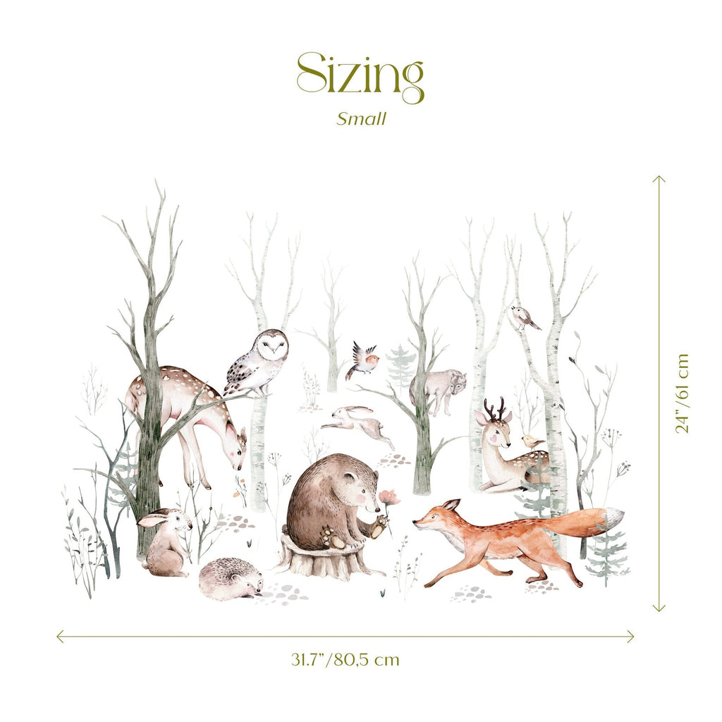 Woodland Forest Wall Decals for Kids | Animals and Tree Wall Decals | Nursery Woodland Stickers