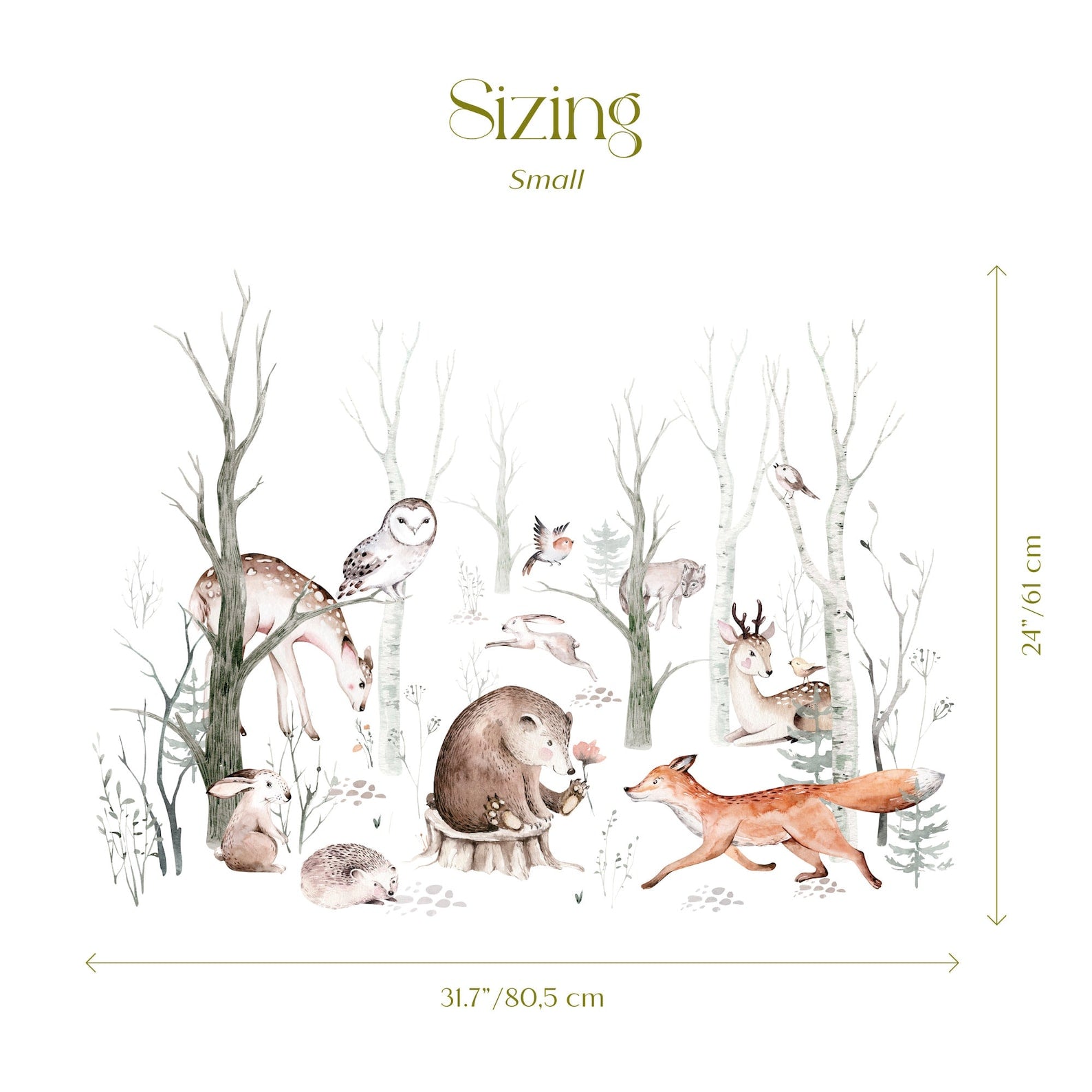 Woodland Forest Wall Decals for Kids | Animals and Tree Wall Decals | Nursery Woodland Stickers