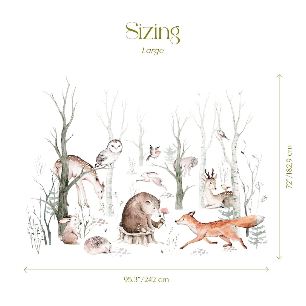 Woodland Forest Wall Decals for Kids | Animals and Tree Wall Decals | Nursery Woodland Stickers