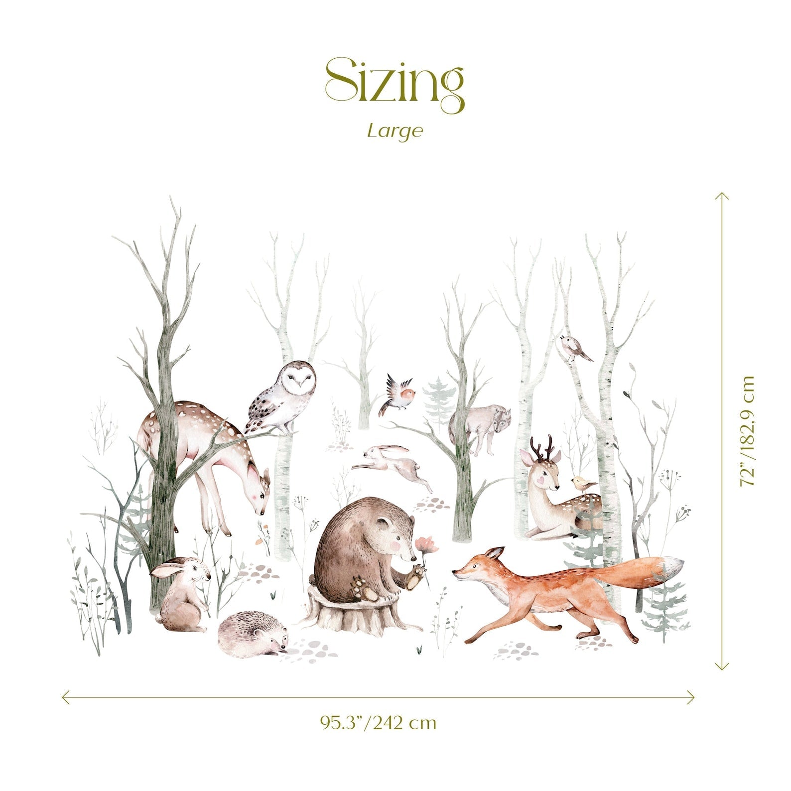 Woodland Forest Wall Decals for Kids | Animals and Tree Wall Decals | Nursery Woodland Stickers