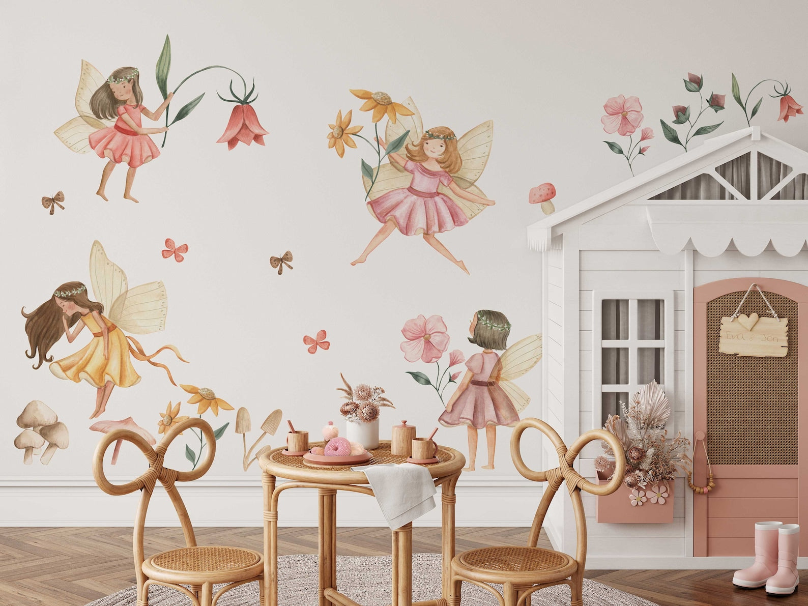 Fairy Wall Decal | Watercolor Fairies Wall Decal | Nursery Fairytale Sticker
