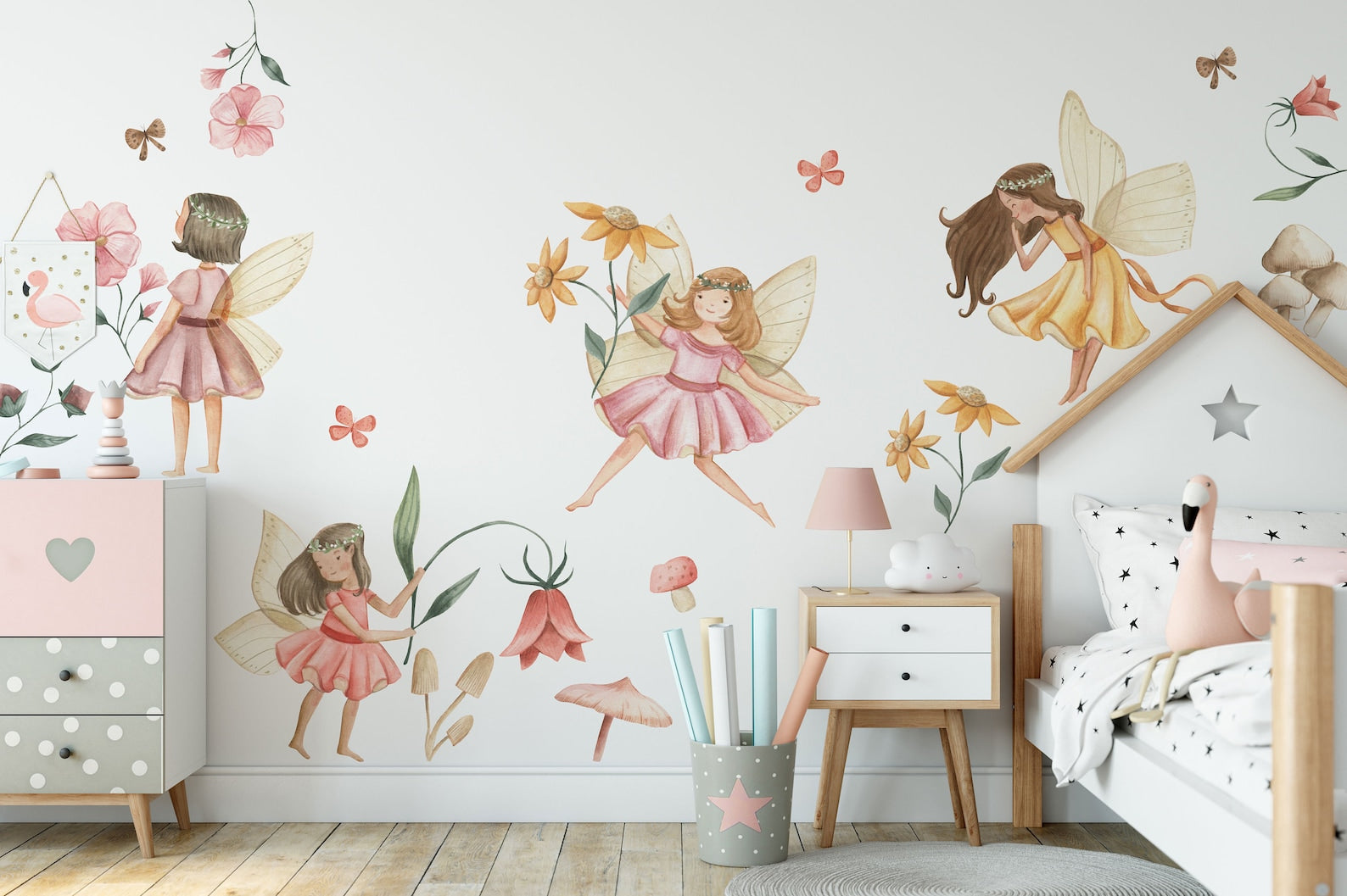Fairy Wall Decal | Watercolor Fairies Wall Decal | Nursery Fairytale Sticker