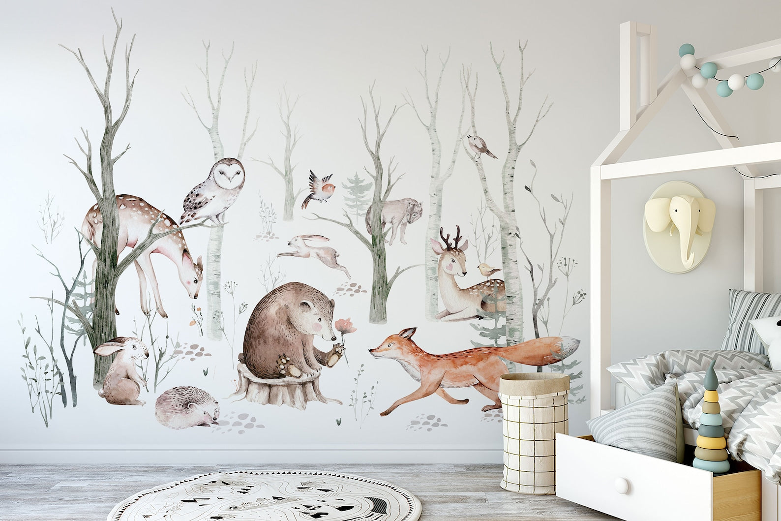 Woodland Forest Wall Decals for Kids | Animals and Tree Wall Decals | Nursery Woodland Stickers