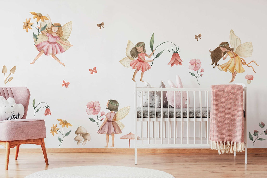 Fairy Wall Decal | Watercolor Fairies Wall Decal | Nursery Fairytale Sticker