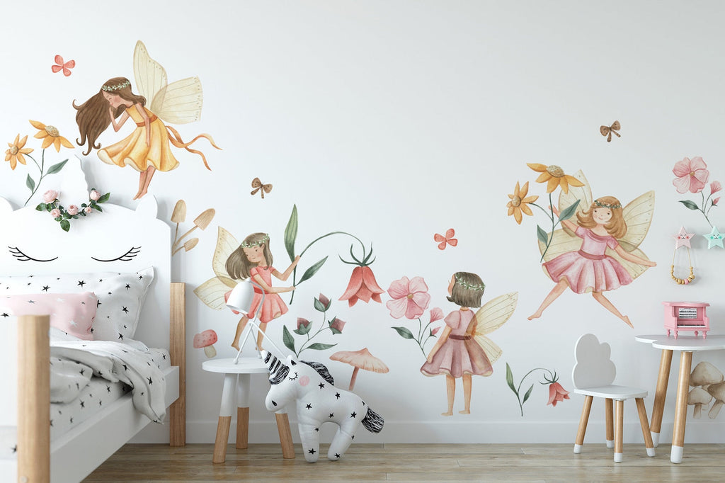 Fairy Wall Decal | Watercolor Fairies Wall Decal | Nursery Fairytale Sticker