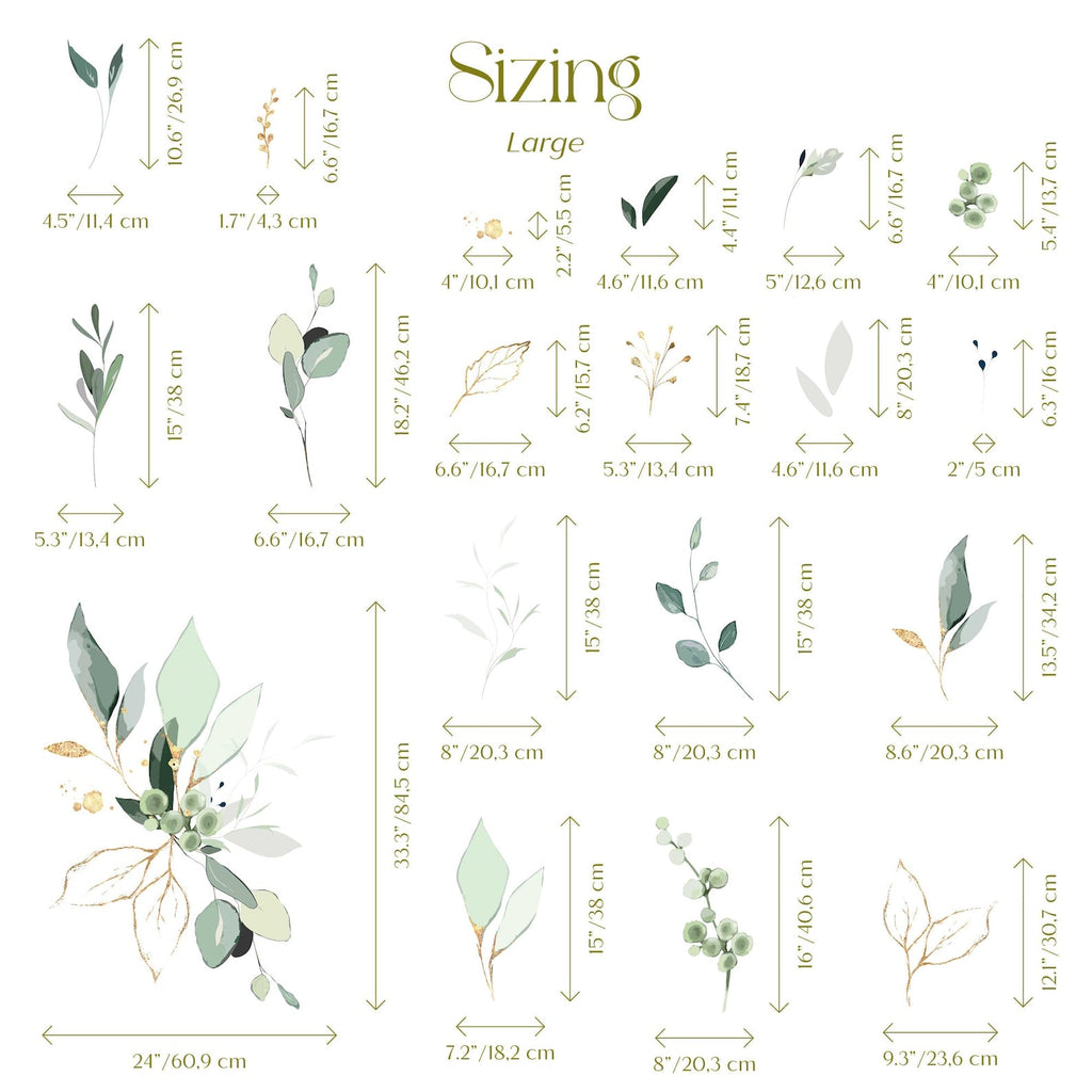 Jungle Leaves Wall Decal for Nursery, Bathroom Tropical Wall Decals, Palm Banana Leaf Wall Decal, Safari Tropical Plants Decal Peel & Stick