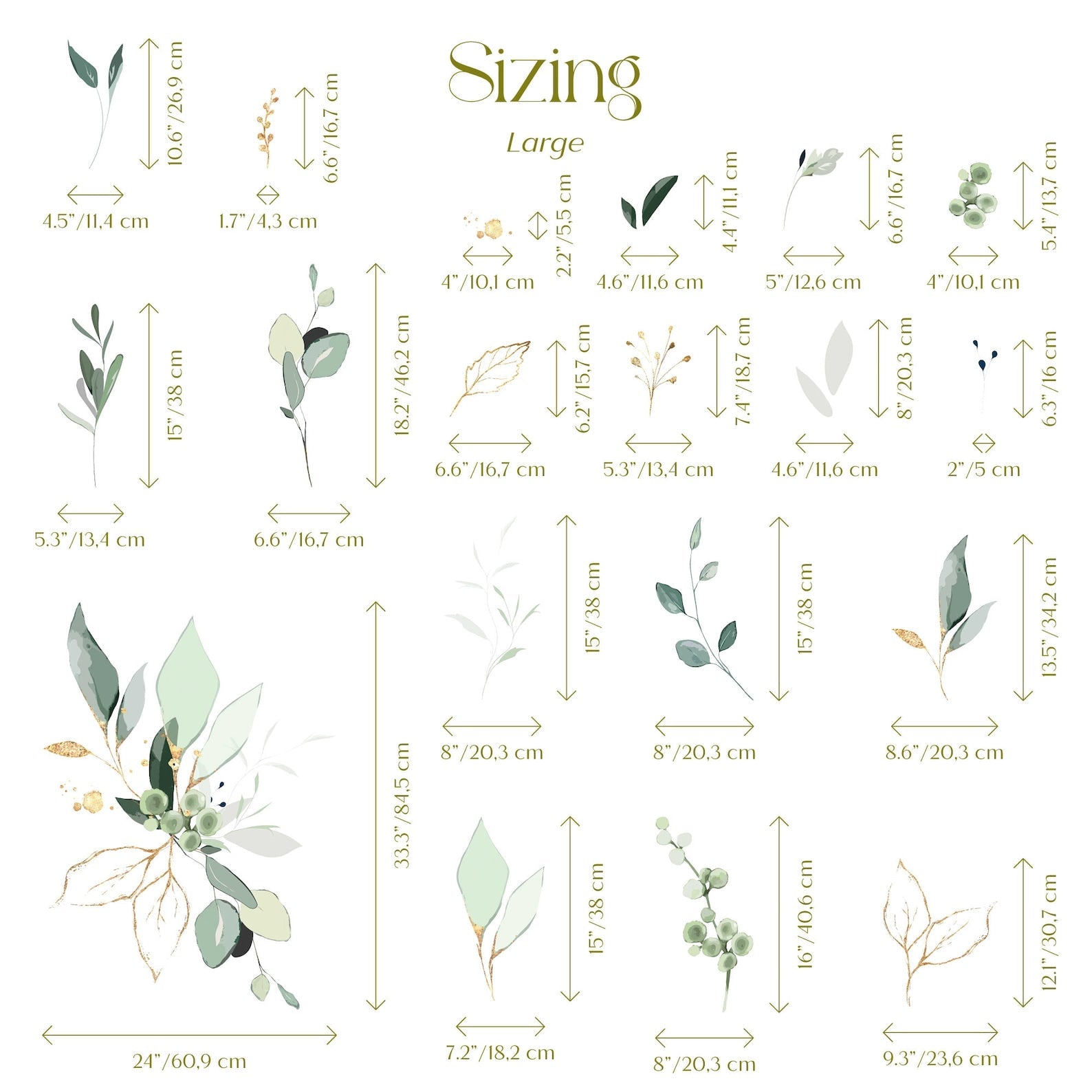 Jungle Leaves Wall Decal for Nursery, Bathroom Tropical Wall Decals, Palm Banana Leaf Wall Decal, Safari Tropical Plants Decal Peel & Stick