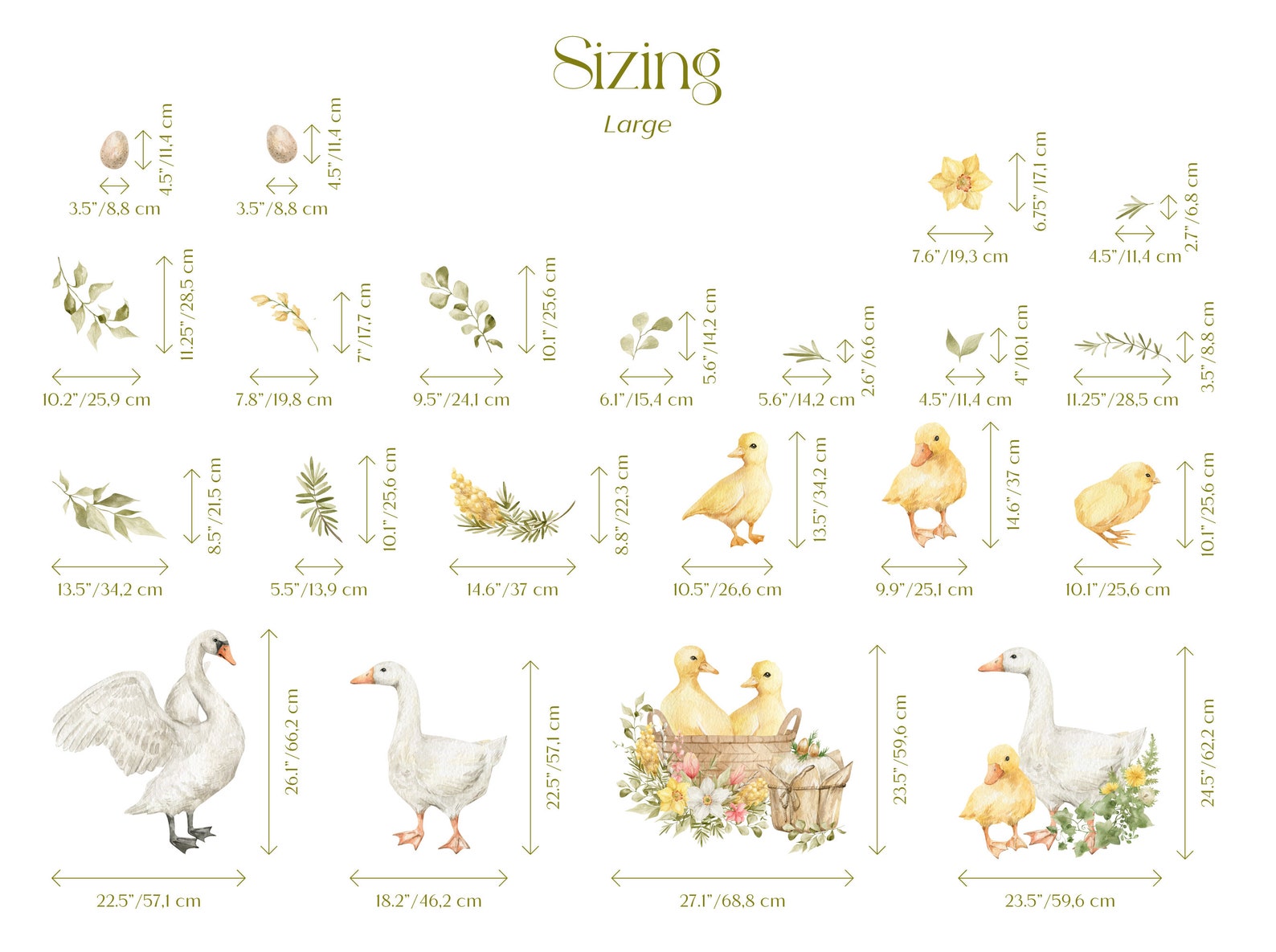 Goose Wall Decals | Watercolor Geese Wall Stickers | Farm Animals Decals | Kids Room Decor