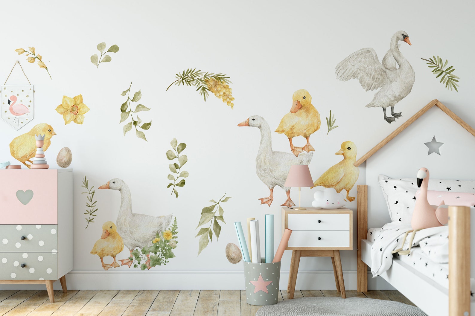 Goose Wall Decals | Watercolor Geese Wall Stickers | Farm Animals Decals | Kids Room Decor