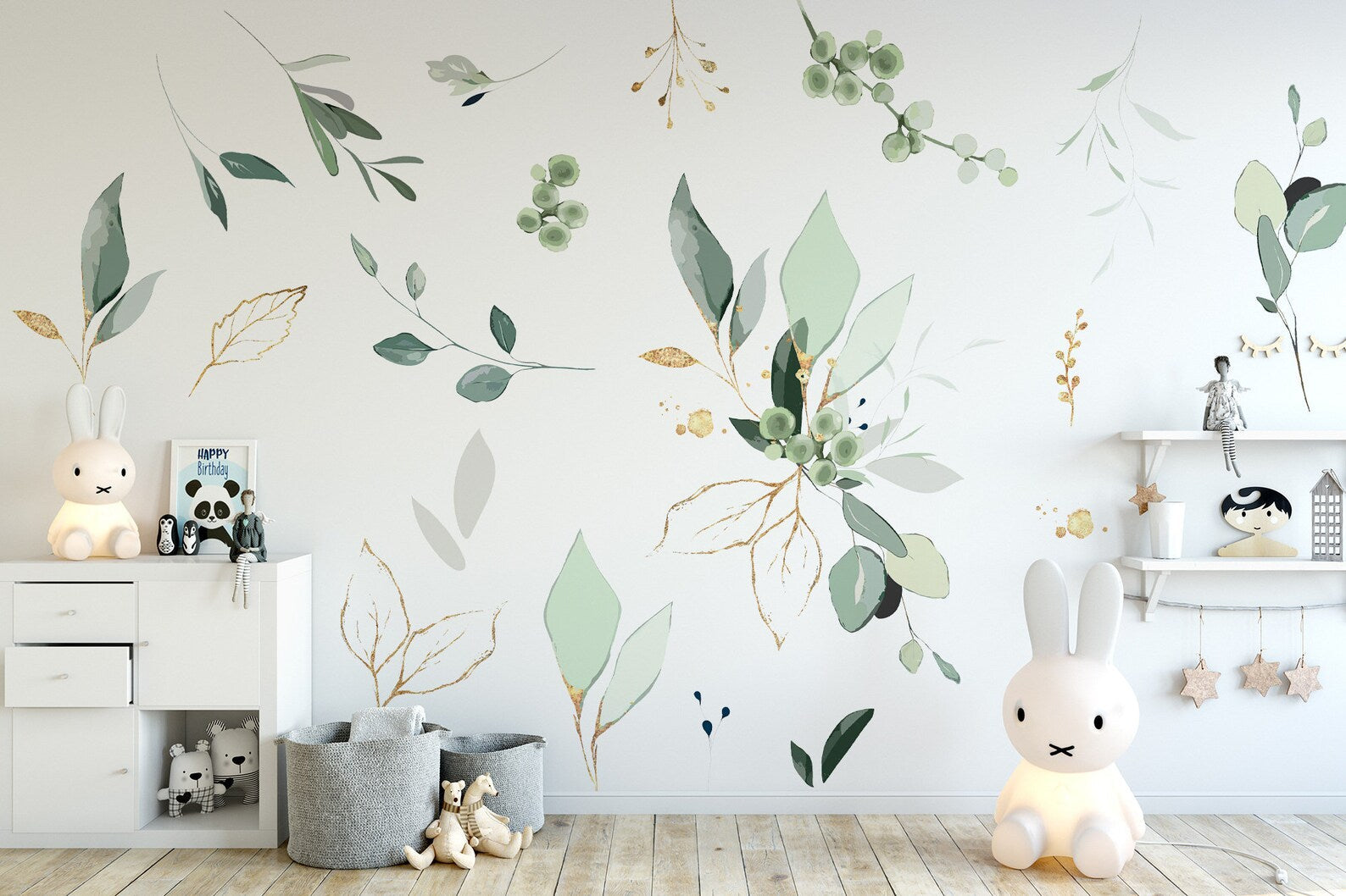 Jungle Leaves Wall Decal for Nursery, Bathroom Tropical Wall Decals, Palm Banana Leaf Wall Decal, Safari Tropical Plants Decal Peel & Stick