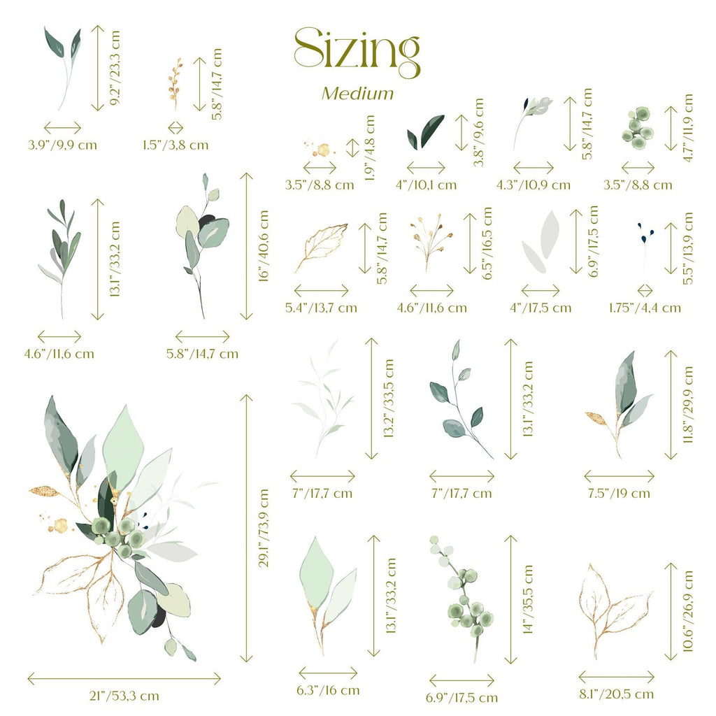 Jungle Leaves Wall Decal for Nursery, Bathroom Tropical Wall Decals, Palm Banana Leaf Wall Decal, Safari Tropical Plants Decal Peel & Stick