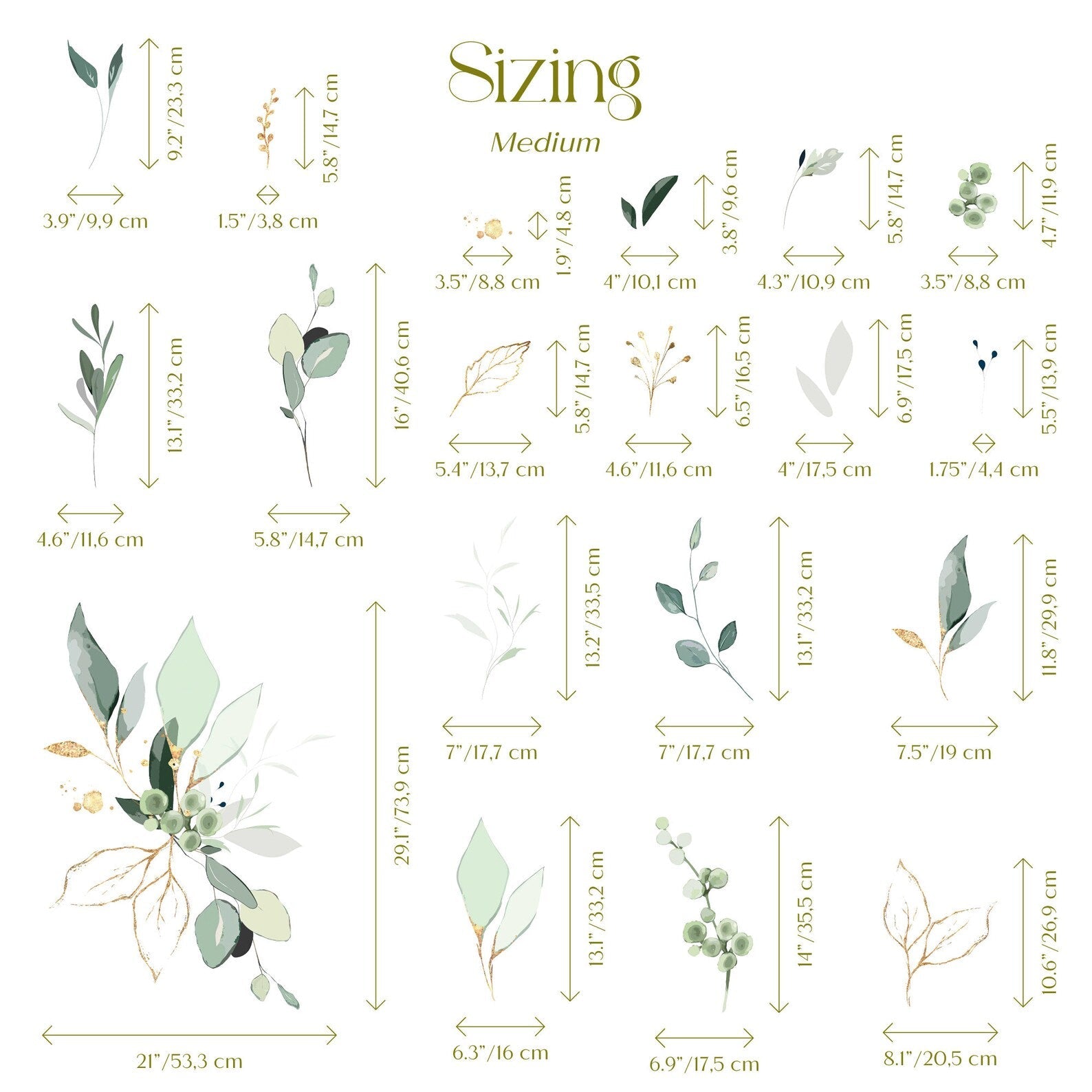 Jungle Leaves Wall Decal for Nursery, Bathroom Tropical Wall Decals, Palm Banana Leaf Wall Decal, Safari Tropical Plants Decal Peel & Stick