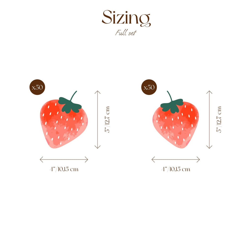 Strawberries Decal | Wall Decal Set for Kids Decor | Charming Set of Wall Stickers