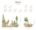Forest Animals Wall Decal | Cute Animals with Big Trees Wall Sticker | Nursery Watercolor Forest Animals Wall Decals