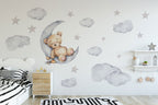 Bear on Moon Nursery Wall Decal | Bear Wall Decal | Baby Nursery Décor | Easily Repositionable