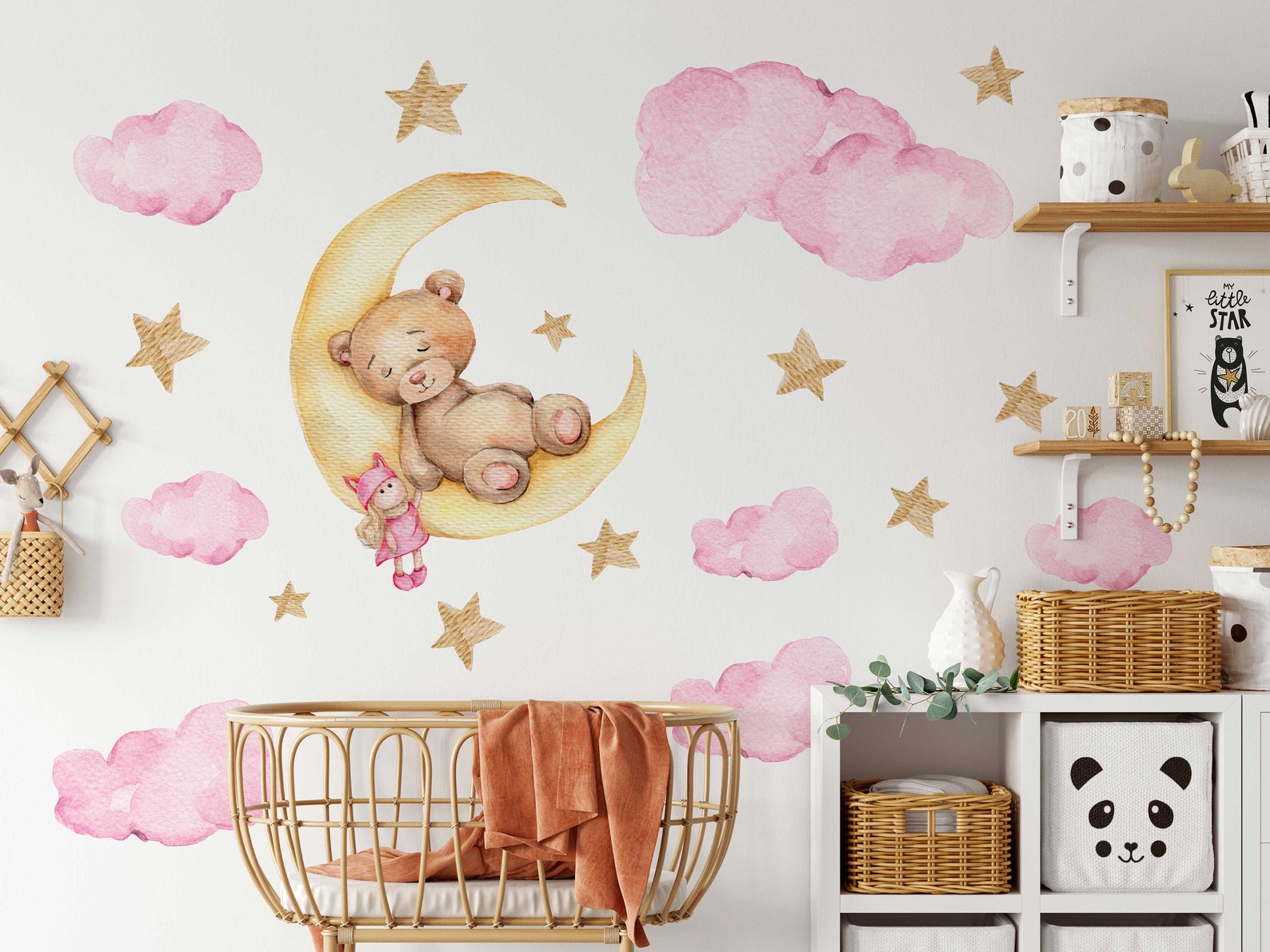 Bear on Moon Nursery Wall Decal | Bear Wall Decal | Baby Nursery Décor | Easily Repositionable