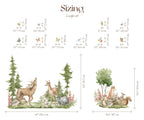 Forest Animals Wall Decal | Cute Animals with Big Trees Wall Sticker | Nursery Watercolor Forest Animals Wall Decals
