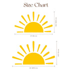 Large Half Sun Wall Decal - Nursery Decor | Kids Room Wall Art | Removable Sunburst Wall Stickers