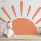 Large Half Sun Wall Decal - Nursery Decor | Kids Room Wall Art | Removable Sunburst Wall Stickers