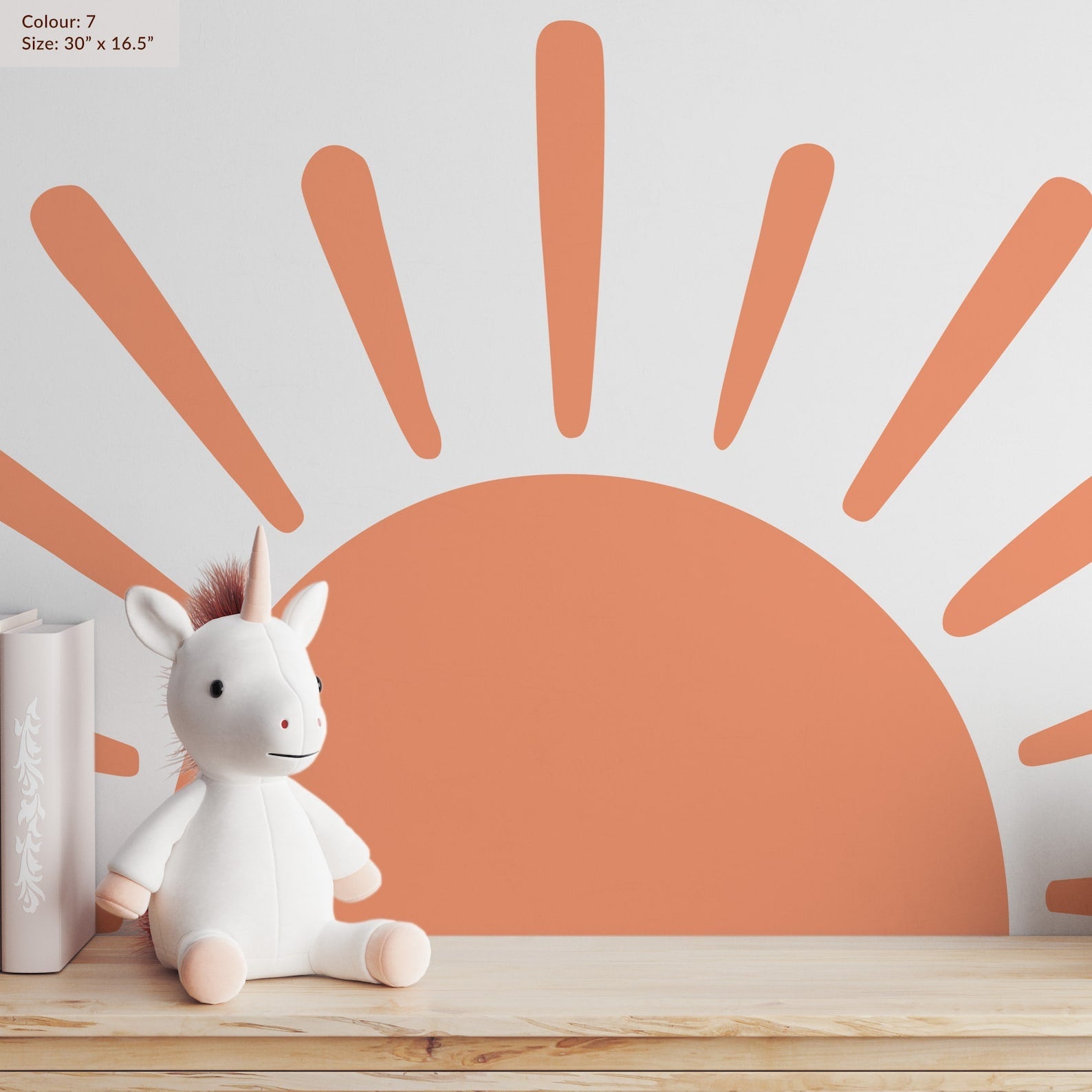 Large Half Sun Wall Decal - Nursery Decor | Kids Room Wall Art | Removable Sunburst Wall Stickers