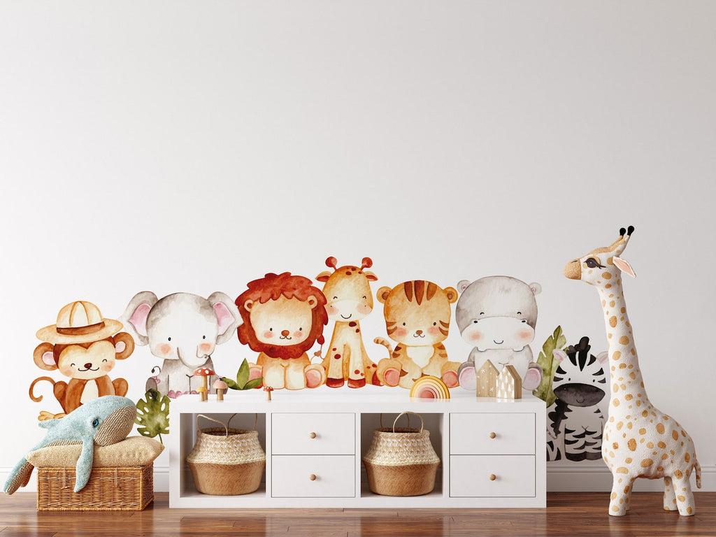 Jungle Wall Decals | Safari Animal Nursery Decor | Kids Room Decal | Reusable and Removable Wall Stickers