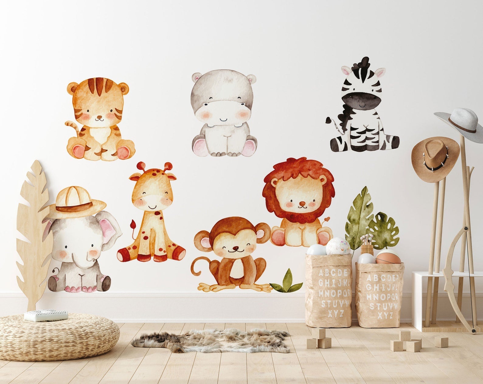 Jungle Wall Decals | Safari Animal Nursery Decor | Kids Room Decal | Reusable and Removable Wall Stickers