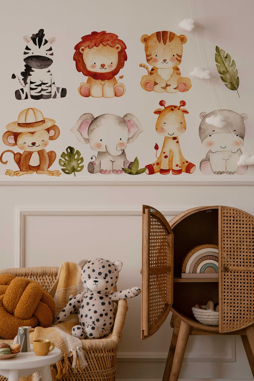 Jungle Wall Decals | Safari Animal Nursery Decor | Kids Room Decal | Reusable and Removable Wall Stickers
