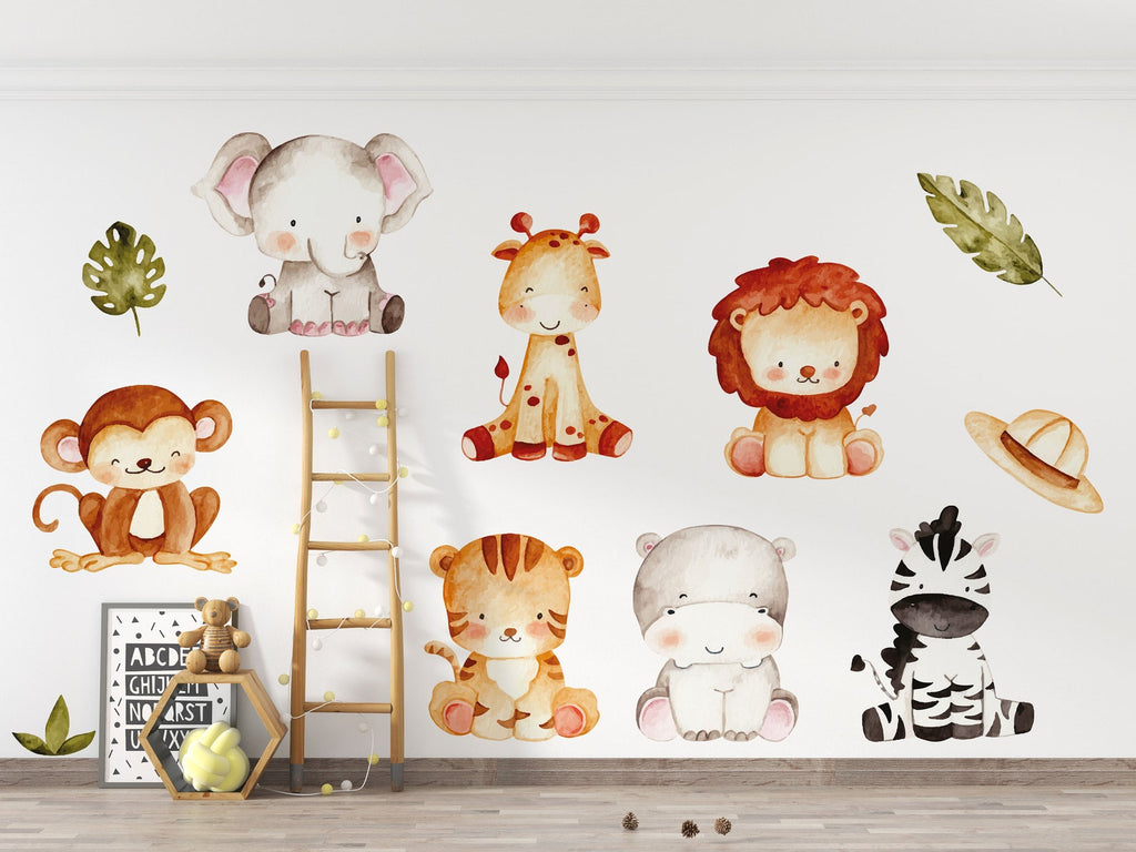 Jungle Wall Decals | Safari Animal Nursery Decor | Kids Room Decal | Reusable and Removable Wall Stickers