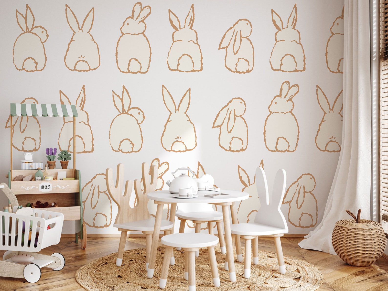 Cute Bunny Decals | Peel and Stick Rabbit Decals | Animals Wall Mural | Wall Decals for Kids | Nursery Wall Decals | Bunny Wall Decals