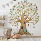 Fairy Tree House Wall Decal | Magical Wildflower Garden Floral and Fairy Wall Sticker - 3 Sizes Available