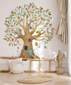 Fairy Tree House Wall Decal | Magical Wildflower Garden Floral and Fairy Wall Sticker - 3 Sizes Available