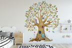 Fairy Tree House Wall Decal | Magical Wildflower Garden Floral and Fairy Wall Sticker - 3 Sizes Available