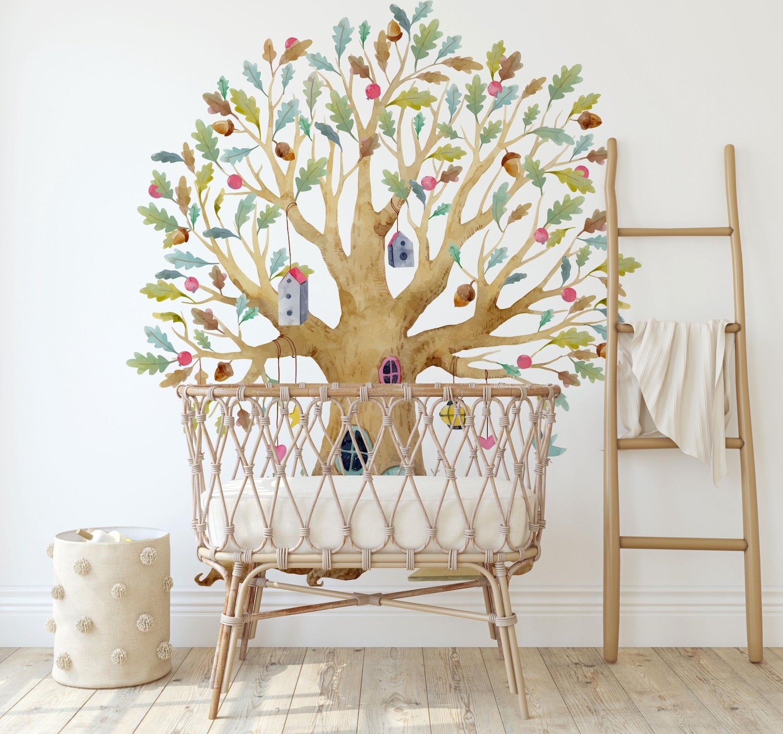 Fairy Tree House Wall Decal | Magical Wildflower Garden Floral and Fairy Wall Sticker - 3 Sizes Available