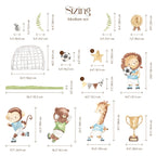 Watercolor Football Animals Nursery Wall Decals | Bear, Monkey, Giraffe, Lion Playing Soccer | Kids Room Decor | Peel and Stick Wall Art