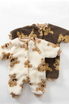 Bear Fleece Romper Cream or Brown