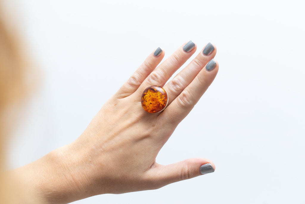 Big Amber Cocktail Ring